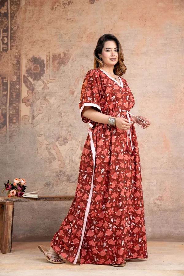 Lotus_Leaves_Maroon_LoungeWear_Pure_Cotton_Kaftan