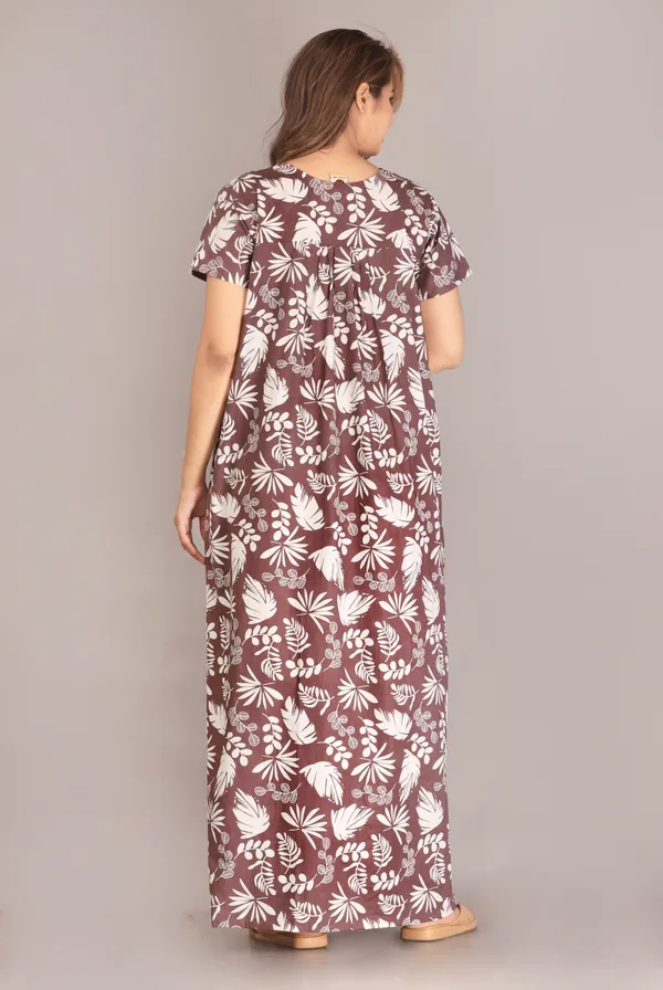 PineLeaf-Grey_Procian-Print_Pure_Cotton_NightGown