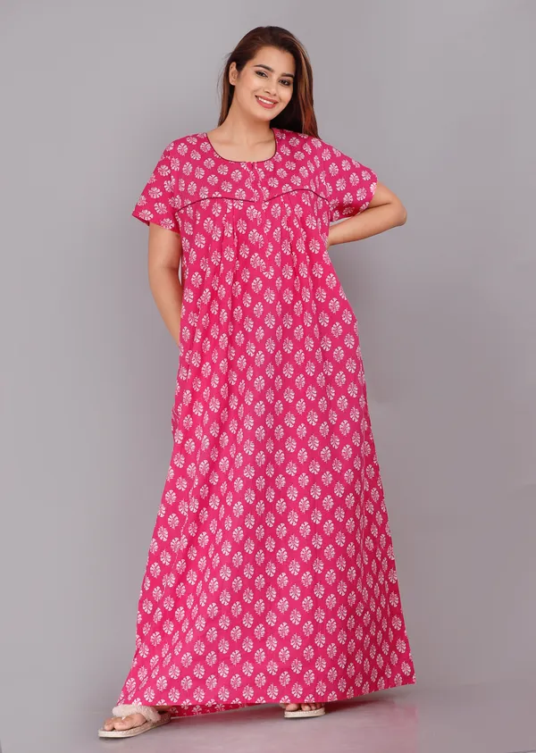Gulmohar-Pink_Procian-Print_Pure_Cotton_NightGown
