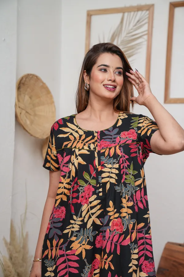 Neem_Leaves_Black_Discharge-Print_Pure_Cotton_NightGown