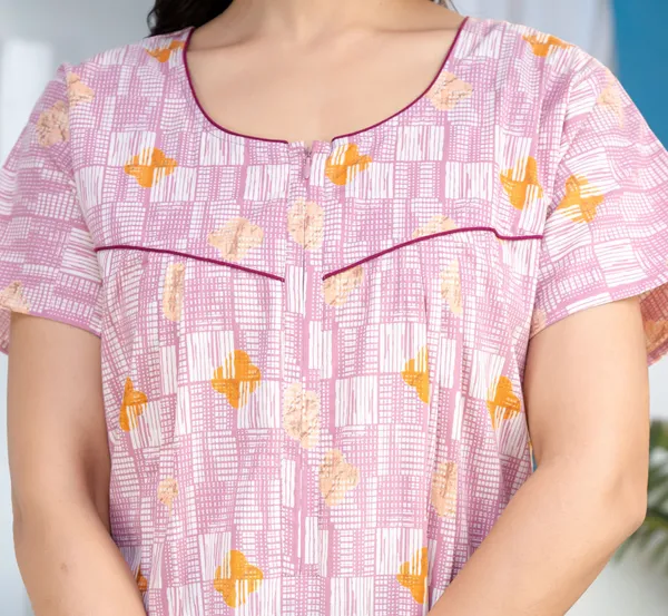 Grid-Buta-Mauve_Discharge-Print_Pure_Cotton_NightGown