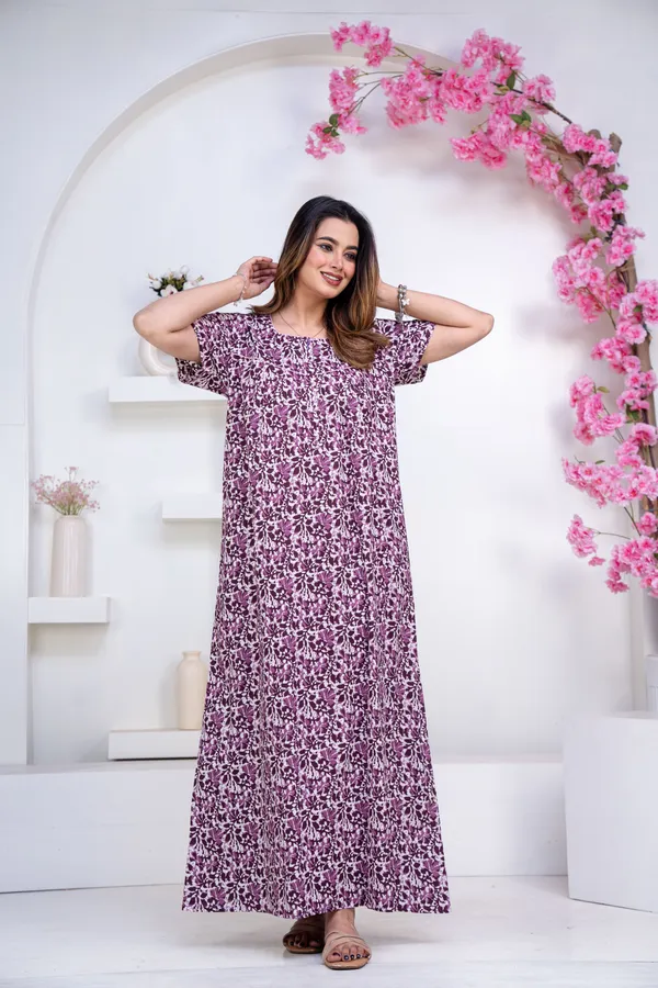 Batik-FLower-Purple_Procian-Print_Pure_Cotton_NightGown
