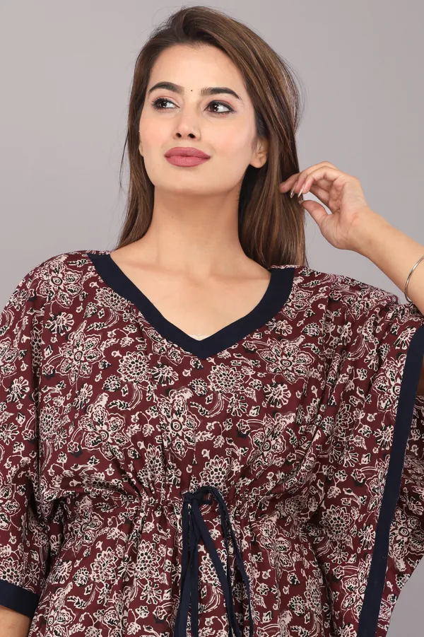 Chakra-Flower-Maroon_LoungeWear_Pure_Cotton_Kaftan