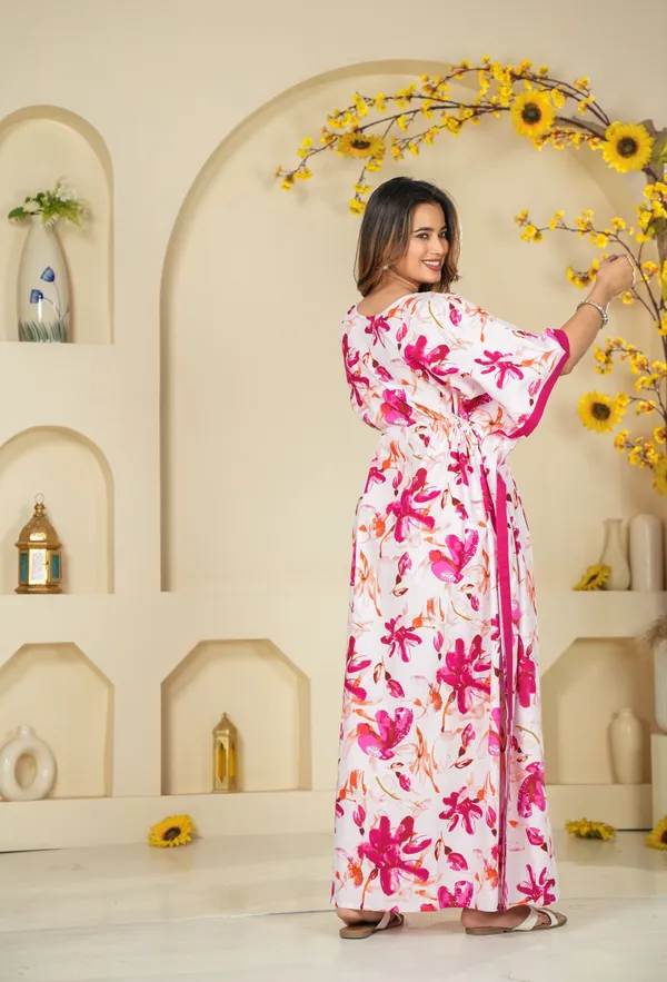 Spray_Flower_Pink_LoungeWear_Pure_Cotton_Kaftan