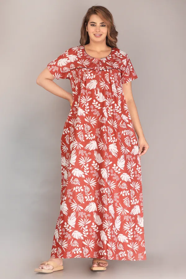 PineLeaf-Rust_Procian-Print_Pure_Cotton_NightGown