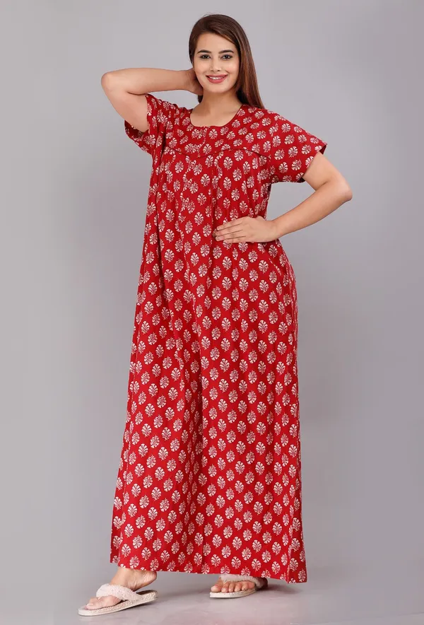 Gulmohar-Red_Procian-Print_Pure_Cotton_NightGown