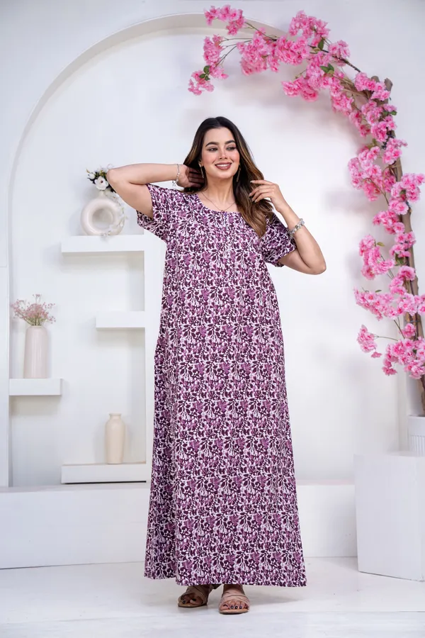 Batik-FLower-Purple_Procian-Print_Pure_Cotton_NightGown