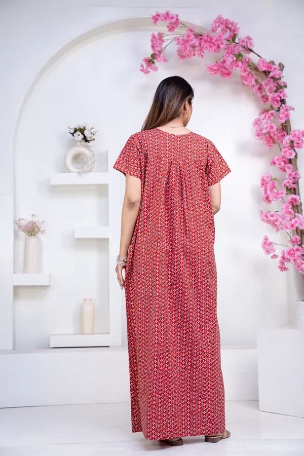 Drop-Buti-Red_Procian-Print_Pure_Cotton_NightGown
