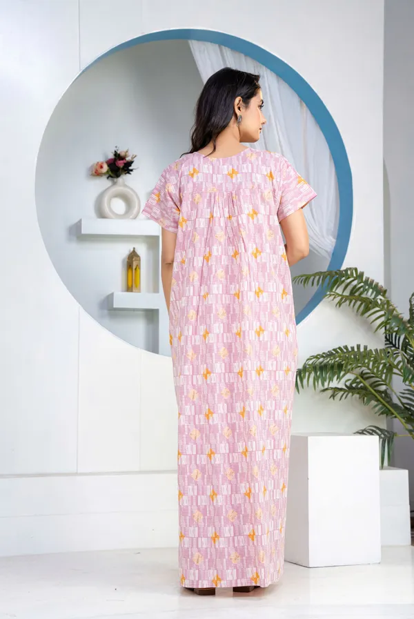 Grid-Buta-Mauve_Discharge-Print_Pure_Cotton_NightGown