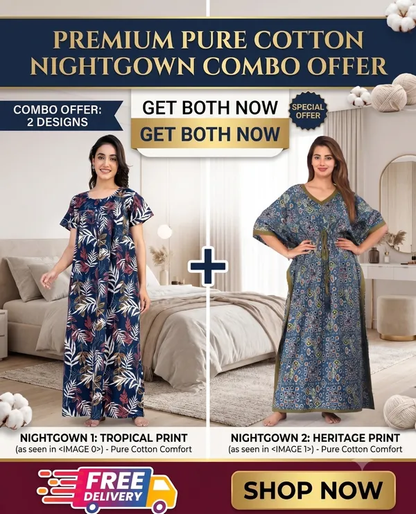 Pack_Of_2_Spray_Flower_Lounge_Wear_Pure_Cotton_Kaftan