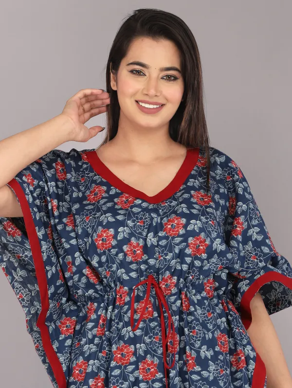 Ice_Flower-Navy_Blue_LoungeWear_Pure_Cotton_Kaftan