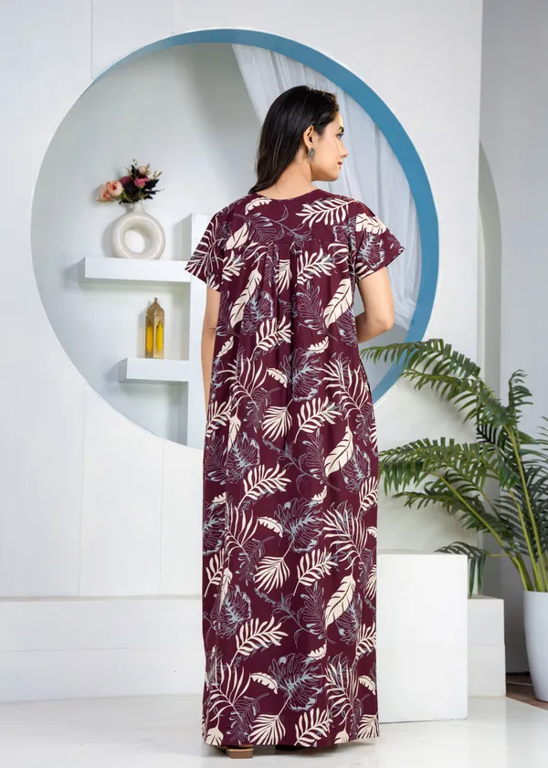 Plum-Leaf-Wine_Discharge-Print_Pure_Cotton_NightGown