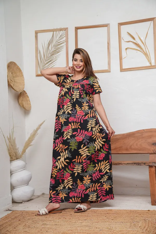 Neem_Leaves_Black_Discharge-Print_Pure_Cotton_NightGown