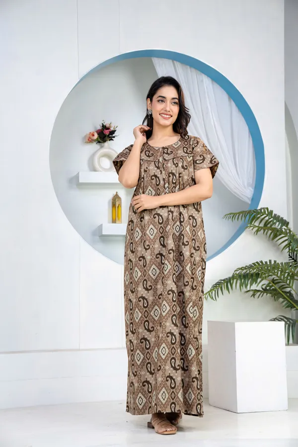 Ikkat-Kairy-Coffee_Discharge-Print_Pure_Cotton_NightGown