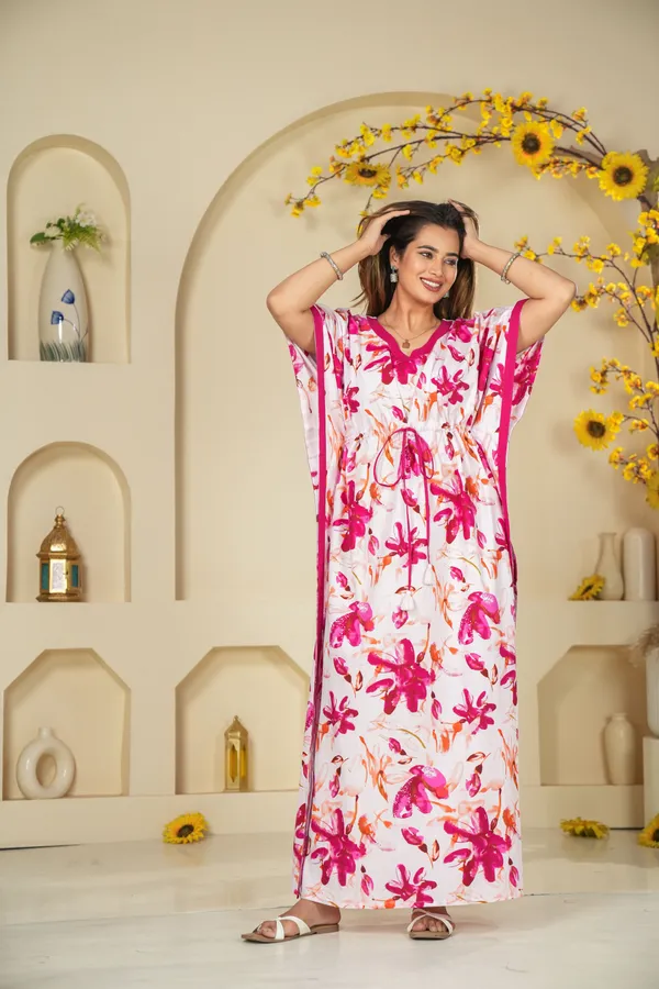 Spray_Flower_Pink_LoungeWear_Pure_Cotton_Kaftan