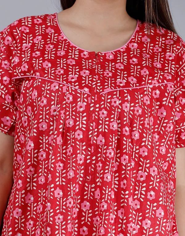 FLower-Red_Procian-Print_Pure_Cotton_NightGown