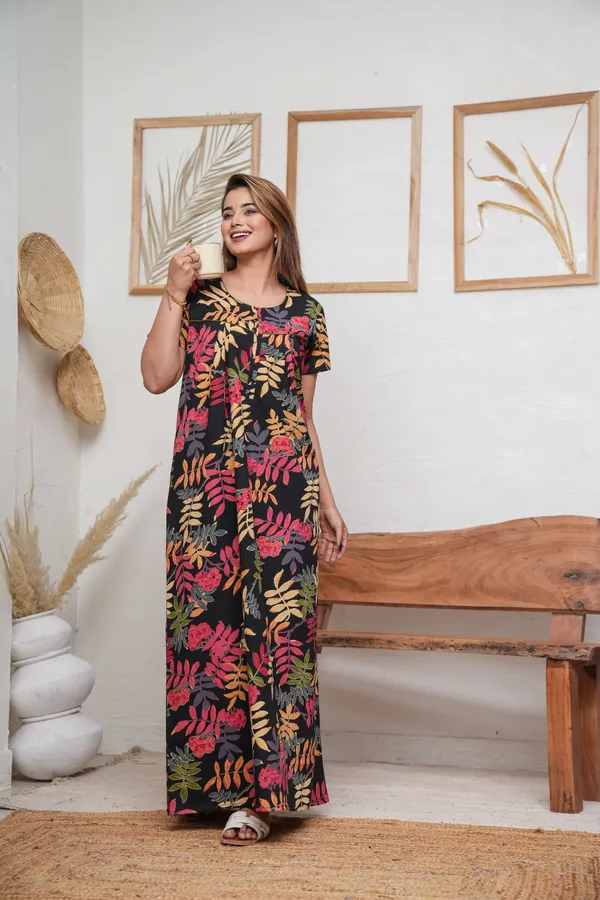 Neem_Leaves_Black_Discharge-Print_Pure_Cotton_NightGown