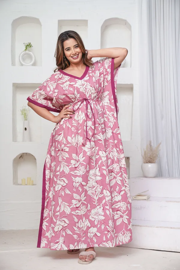 Pastel_Flower_Rose_LoungeWear_Pure_Cotton_Kaftan