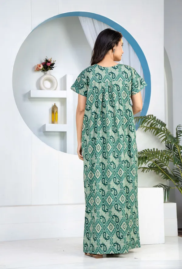 Ikkat-Kairy-Green_Discharge-Print_Pure_Cotton_NightGown