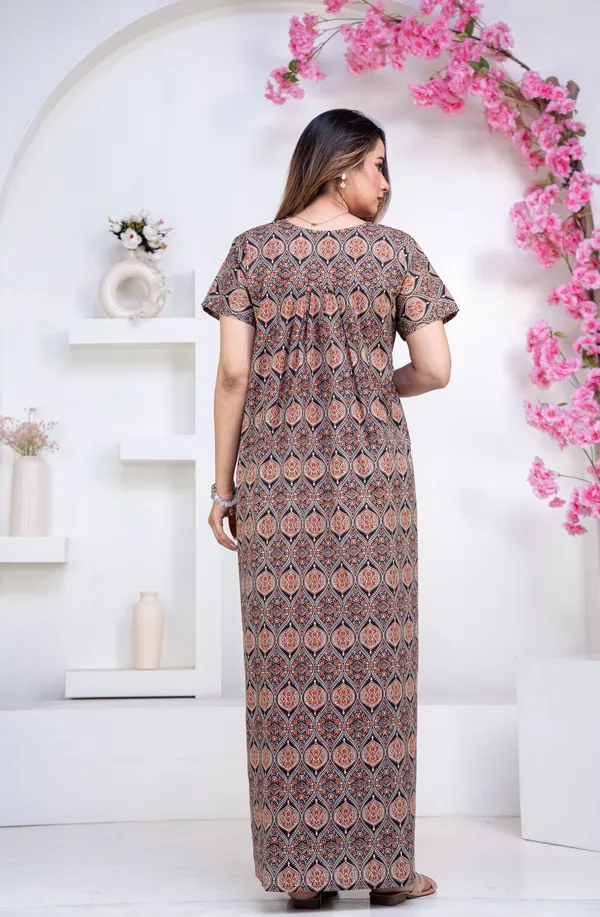 Ajrakh-Black_Procian-Print_Pure_Cotton_NightGown