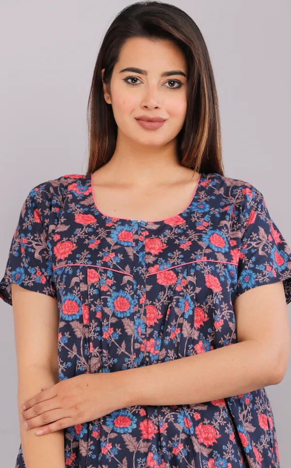 Eight_Colour_Flower-Navy_Blue_Discharge-Print_Pure_Cotton_NightGown