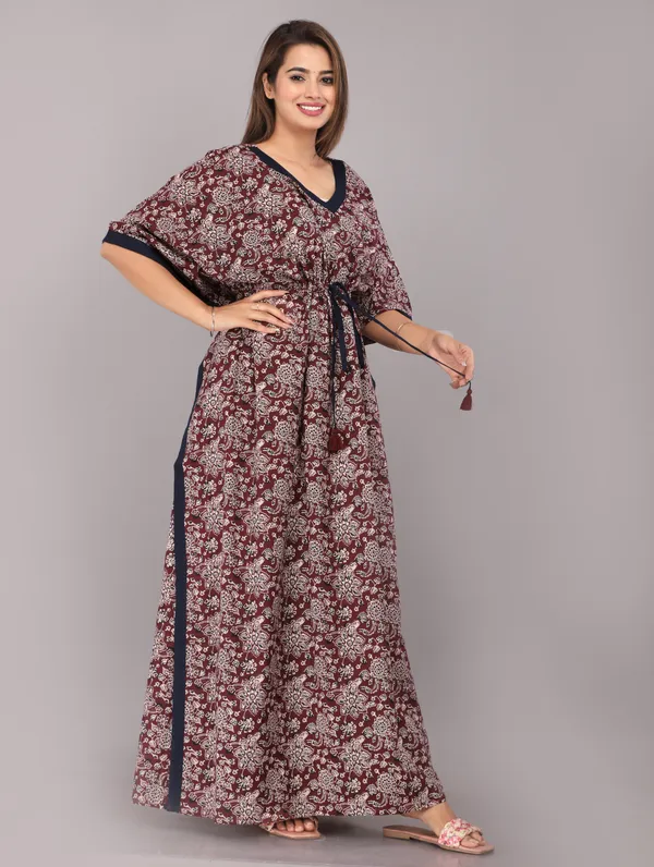 Chakra-Flower-Maroon_LoungeWear_Pure_Cotton_Kaftan