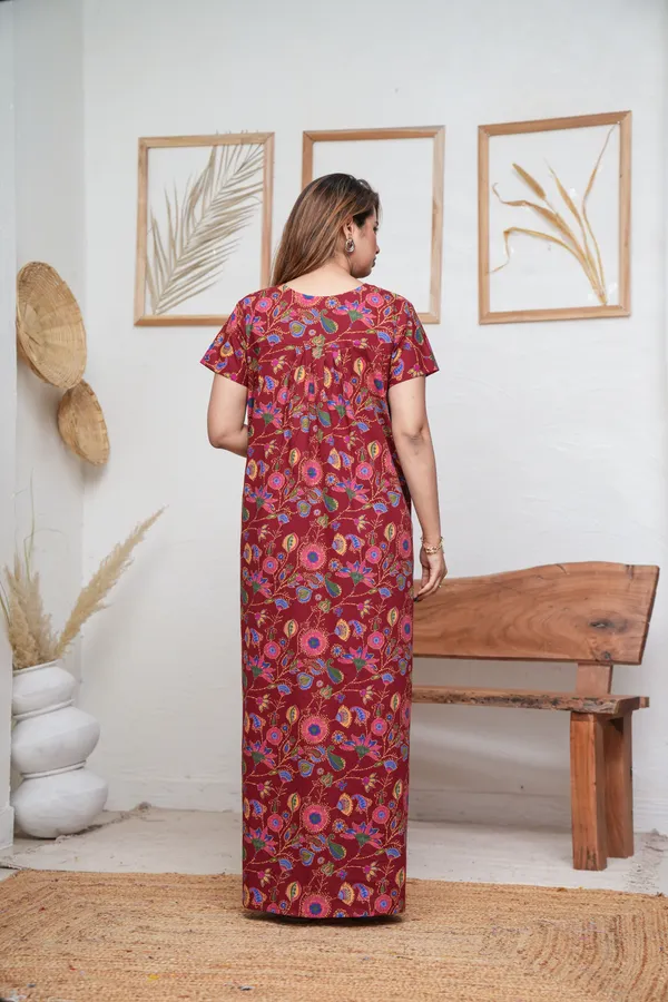Paisely_Flower_Maroon_Discharge-Print_Pure_Cotton_NightGown