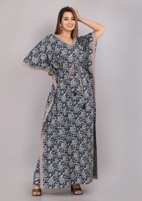 Chakra_Flower_Blue_LoungeWear_Pure_Cotton_Kaftan