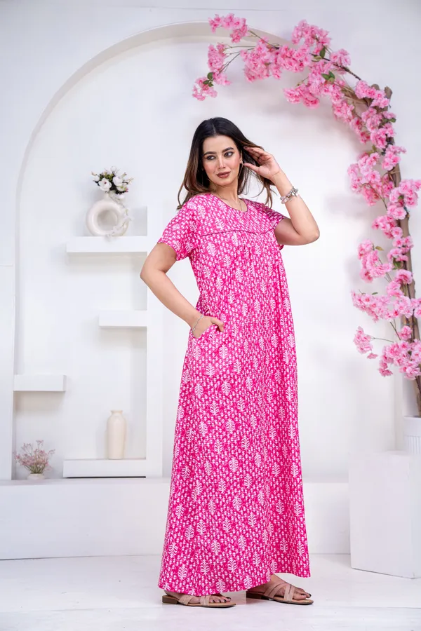 Fern-Pink_Procian-Print_Pure_Cotton_NightGown