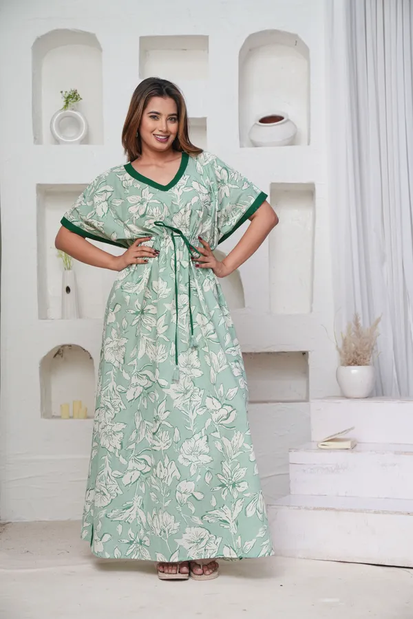 Pastel_Flower_Mint_LoungeWear_Pure_Cotton_Kaftan