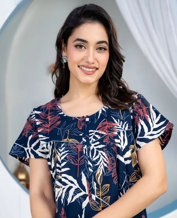 Patravali-Navy-Blue_Discharge-Print_Pure_Cotton_NightGown