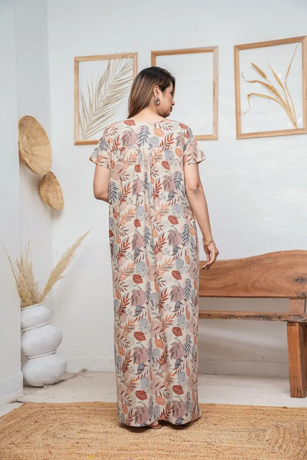 Linning_Leaves_Grey_Discharge-Print_Pure_Cotton_NightGown