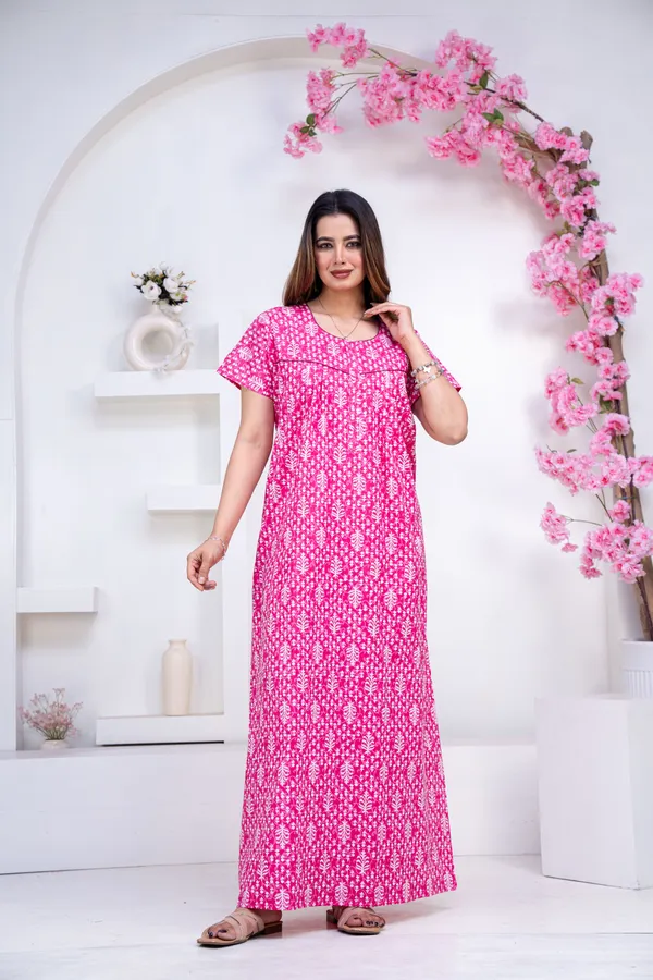 Fern-Pink_Procian-Print_Pure_Cotton_NightGown