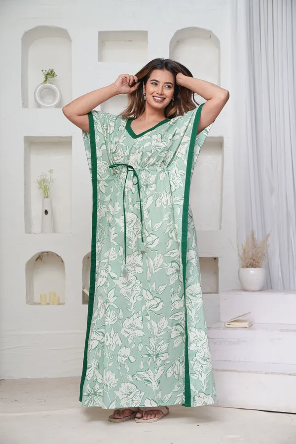 Pastel_Flower_Mint_LoungeWear_Pure_Cotton_Kaftan