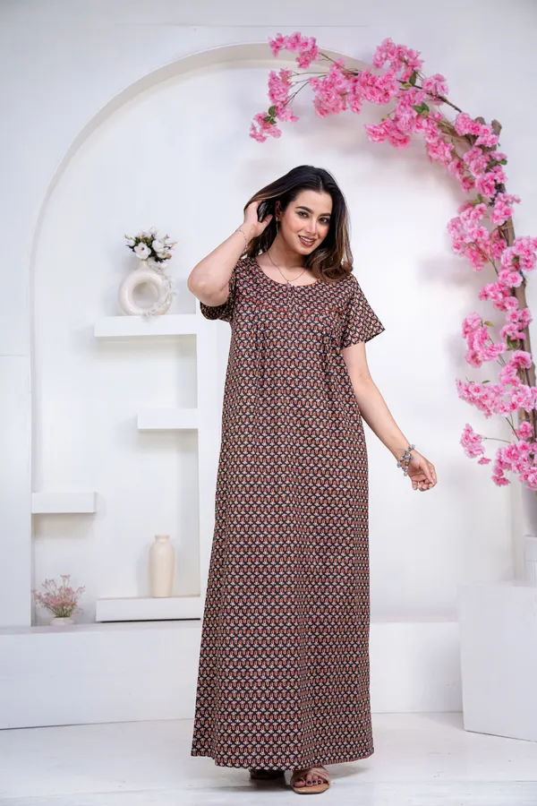 Mango-buti-Coffee_Procian-Print_Pure_Cotton_NightGown
