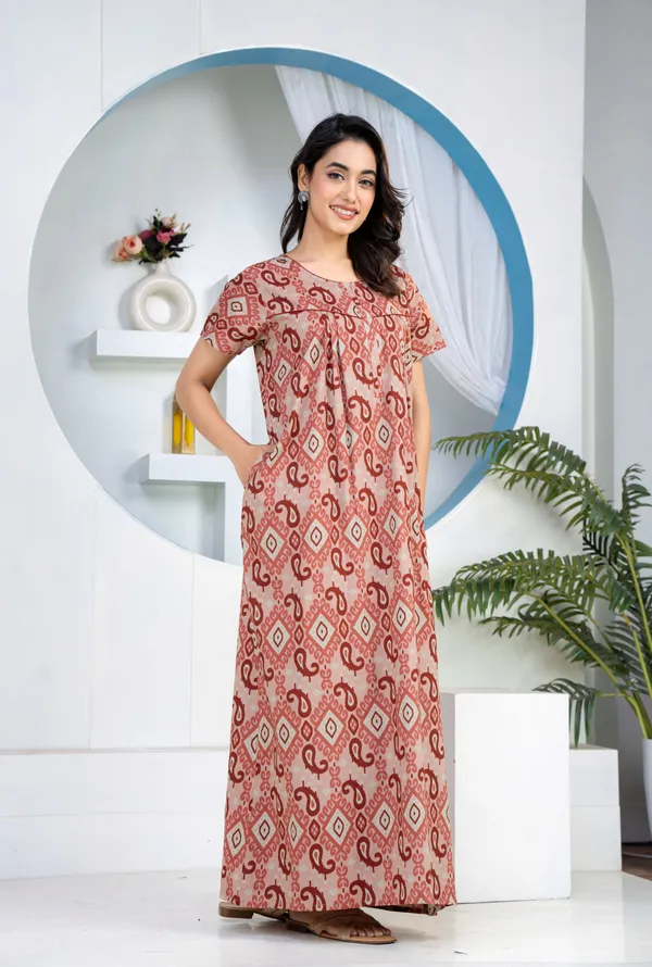 Ikkat-Kairy-Rust_Discharge-Print_Pure_Cotton_NightGown