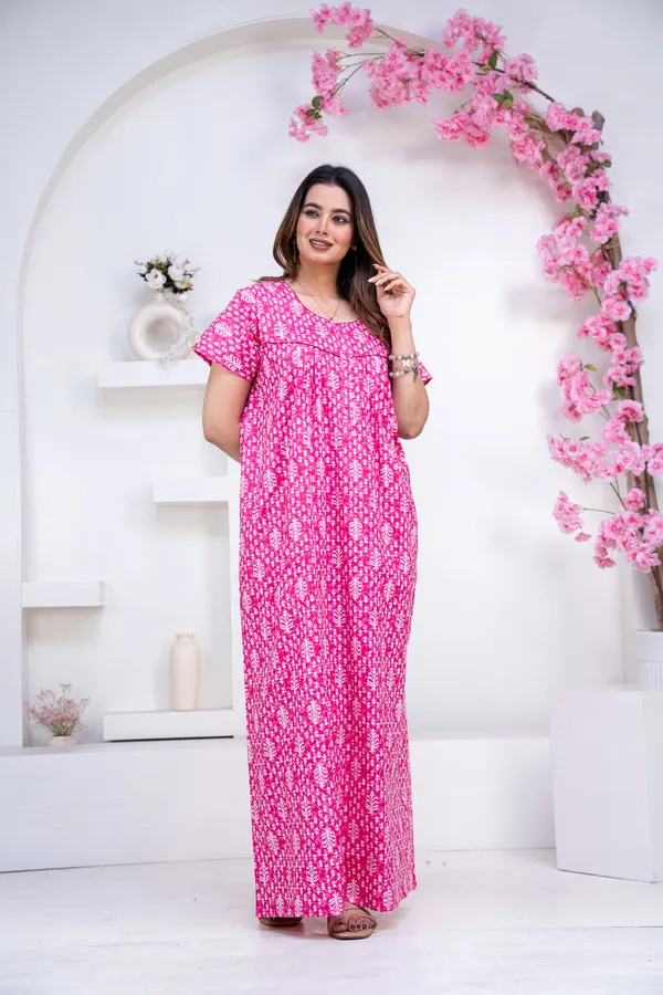 Fern-Pink_Procian-Print_Pure_Cotton_NightGown