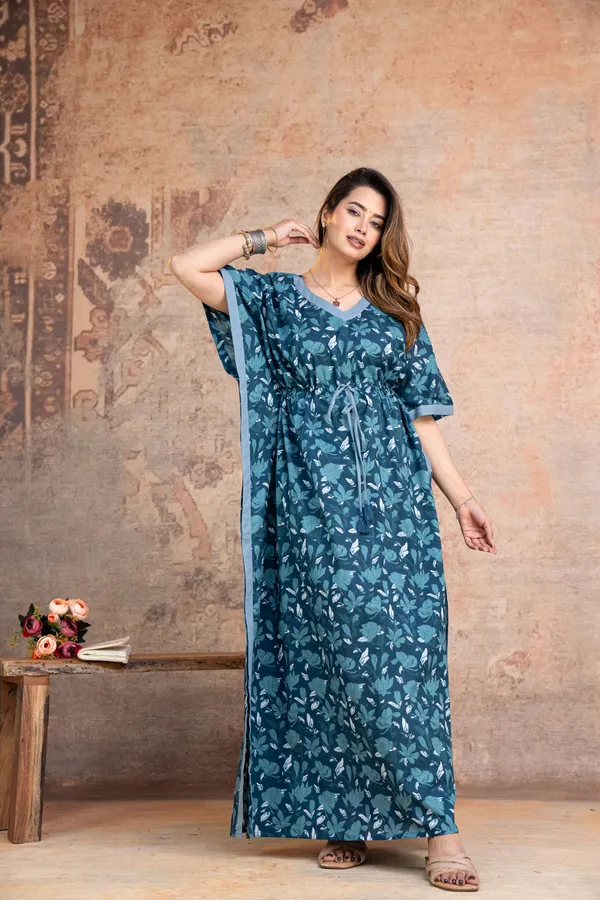 Lotus_Leaves_Blue_LoungeWear_Pure_Cotton_Kaftan