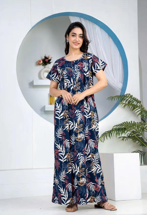 Patravali-Navy-Blue_Discharge-Print_Pure_Cotton_NightGown