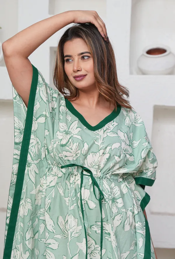Pastel_Flower_Mint_LoungeWear_Pure_Cotton_Kaftan