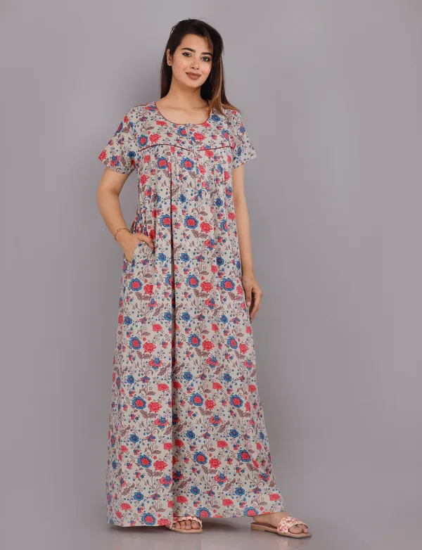Eight_Colour_Flower-Grey_Discharge-Print_Pure_Cotton_NightGown