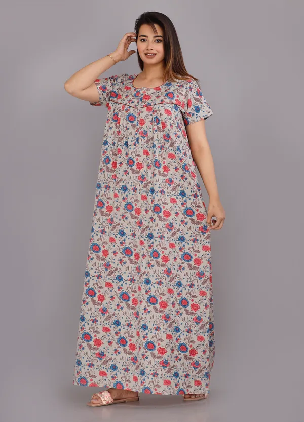 Eight_Colour_Flower-Grey_Discharge-Print_Pure_Cotton_NightGown
