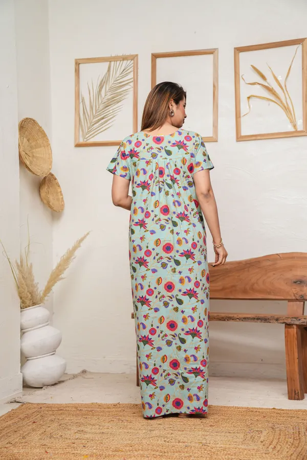 Paisely_Flower_Pista_Discharge-Print_Pure_Cotton_NightGown