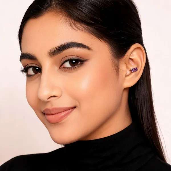 Silver_Purple_Zircon_Cluster_Labret_Stud_Piercing