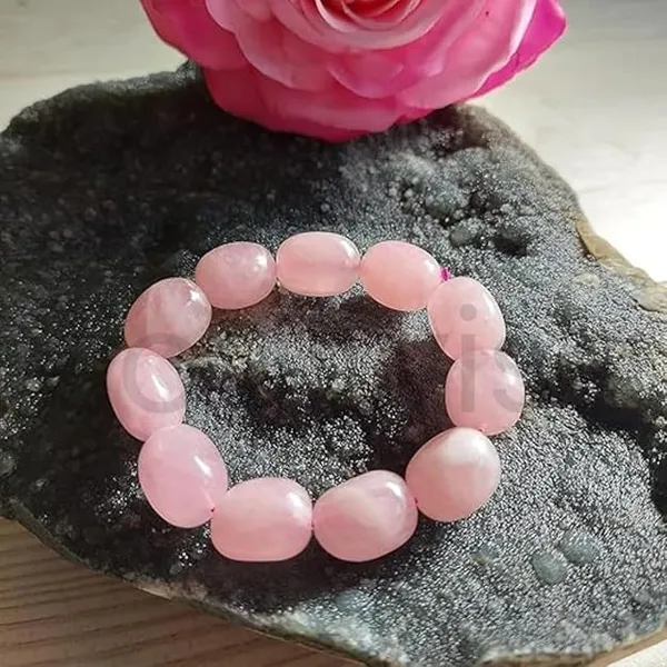 Natural_Rose_Quartz_Tumbled_Stone_Bracelet_Unisex_Crystal_Jewelry_For_Mindfulness_Meditation_Emotional_Balance_Self_Love_Minimal_Stretch_Bracelet