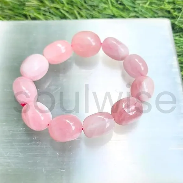 Natural_Rose_Quartz_Tumbled_Stone_Bracelet_Unisex_Crystal_Jewelry_For_Mindfulness_Meditation_Emotional_Balance_Self_Love_Minimal_Stretch_Bracelet