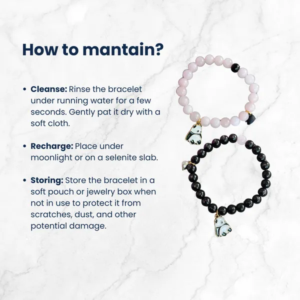 Couple_Bracelet_Set_Rose_Quartz_Obsidian_Beads_Bear_Charm_Magnetic_Connection_Set_Of_2