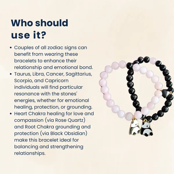 Couple_Bracelet_Set_Rose_Quartz_Obsidian_Beads_Bear_Charm_Magnetic_Connection_Set_Of_2
