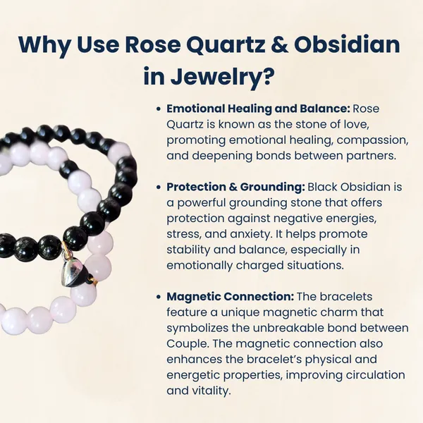 Couple_Bracelet_Set_Rose_Quartz_Obsidian_Beads_Bear_Charm_Magnetic_Connection_Set_Of_2