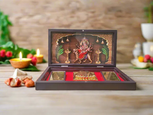 Maa_Durga_Pocket_Temple_With_Devi_Yantra_Mantra_Charan_Gold_Plated_1_Piece_8_X5_Navratri_Diwali_Gift
